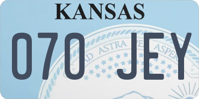 KS license plate 070JEY