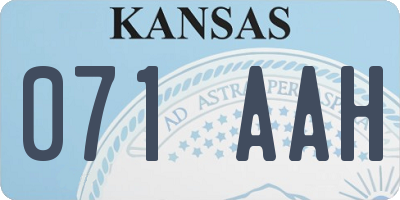 KS license plate 071AAH