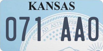 KS license plate 071AAO