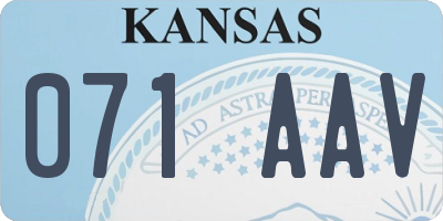 KS license plate 071AAV