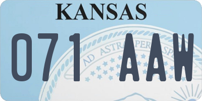 KS license plate 071AAW
