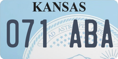 KS license plate 071ABA