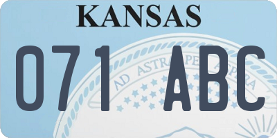 KS license plate 071ABC