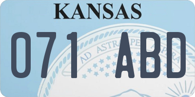KS license plate 071ABD