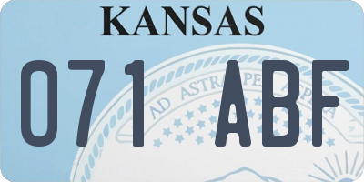 KS license plate 071ABF