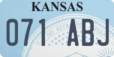 KS license plate 071ABJ