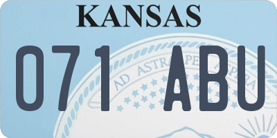 KS license plate 071ABU
