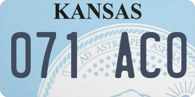 KS license plate 071ACO