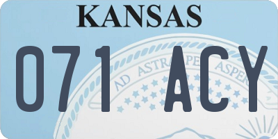 KS license plate 071ACY