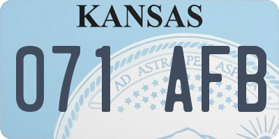 KS license plate 071AFB