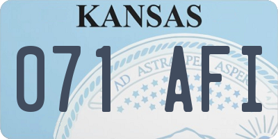 KS license plate 071AFI