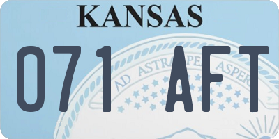KS license plate 071AFT
