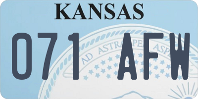 KS license plate 071AFW