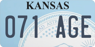 KS license plate 071AGE