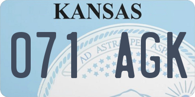 KS license plate 071AGK