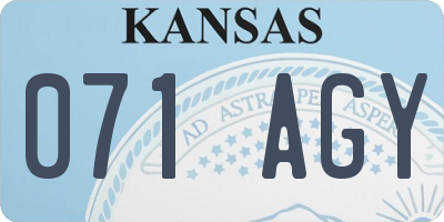 KS license plate 071AGY