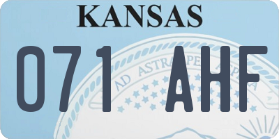 KS license plate 071AHF