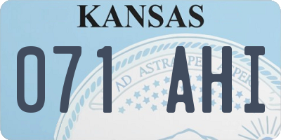 KS license plate 071AHI