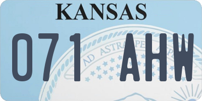 KS license plate 071AHW