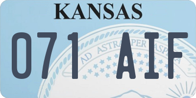 KS license plate 071AIF