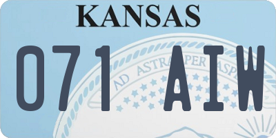 KS license plate 071AIW