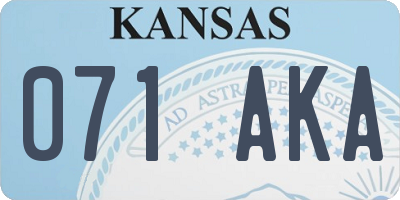 KS license plate 071AKA