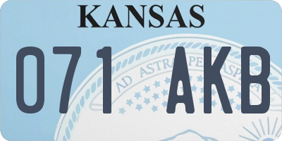 KS license plate 071AKB