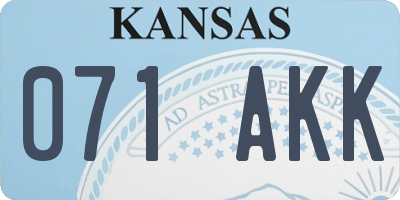 KS license plate 071AKK