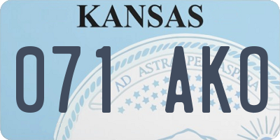 KS license plate 071AKO
