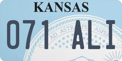 KS license plate 071ALI