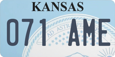 KS license plate 071AME