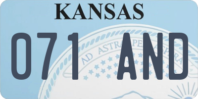 KS license plate 071AND