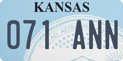 KS license plate 071ANN
