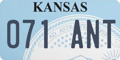 KS license plate 071ANT