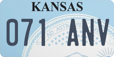 KS license plate 071ANV