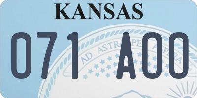 KS license plate 071AOO