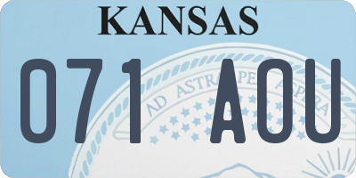 KS license plate 071AOU