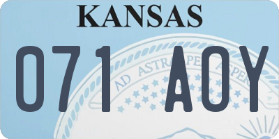 KS license plate 071AOY