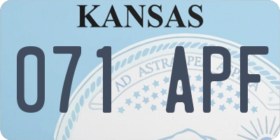 KS license plate 071APF