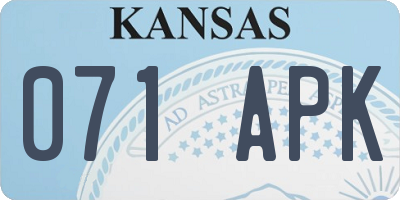 KS license plate 071APK
