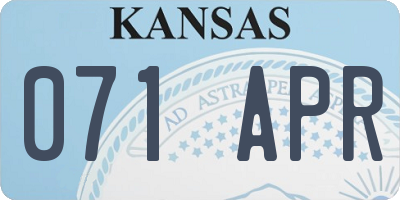 KS license plate 071APR