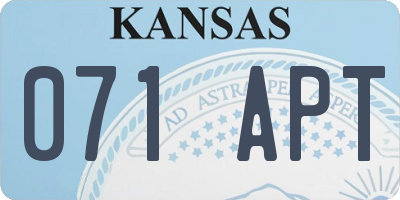 KS license plate 071APT