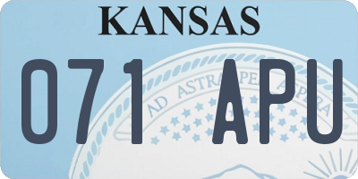 KS license plate 071APU