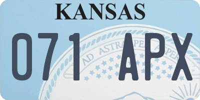 KS license plate 071APX