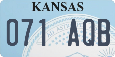 KS license plate 071AQB