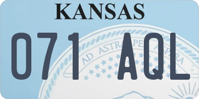 KS license plate 071AQL