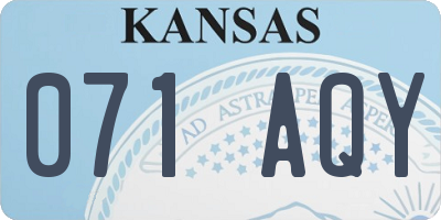 KS license plate 071AQY