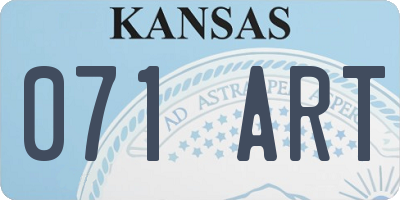KS license plate 071ART