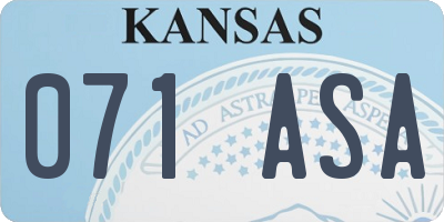KS license plate 071ASA