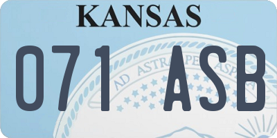KS license plate 071ASB